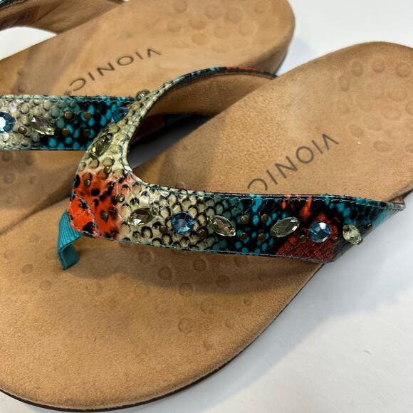 Vionic lucia multi colored jeweled teal red thongs like new condition size 6 - Picture 1 of 6